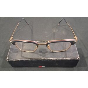 Thom Browne Vintage TB-707-A Black Gold Designer Semi Rimless Eyeglasses